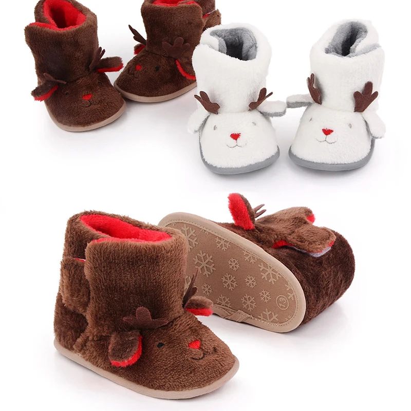 

New Winter Boots For Children Cartoon Deer Soft-Soled Shoes Christmas Baby Boots Toddler Kids' Shoes For Boys Girls Warm Booties