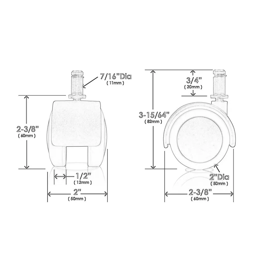 Бесшумный усиленный Мебельные ролики 2 дюймовые полиуретановые колесики Boss