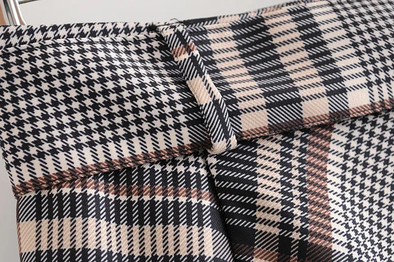 Женские миди юбки 2019 Новая мода плед Печатный пояс Высокая талия элегантные