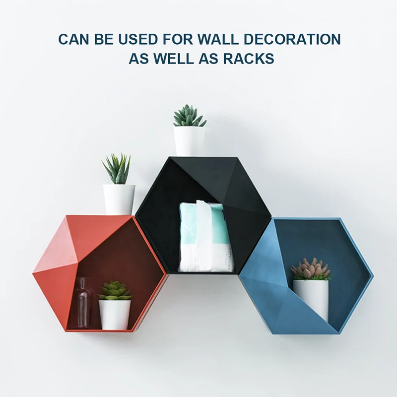 Шестиугольная подвесная полка Гостиная стены декора хранения различных вещей
