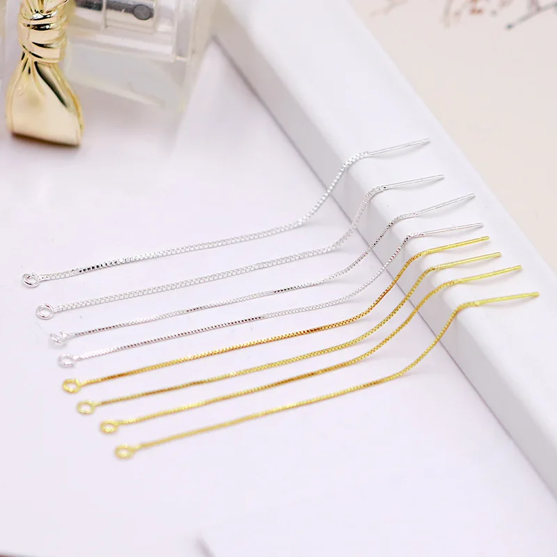 

10PC DIY Handmake S925 Tassel Ear Wire Gold Plated Box Chain Wholesale Female Jewelry Accessories