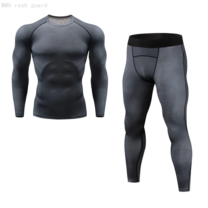 New Thermal underwear set Men's clothing brand Compression sports underwear Quick-drying jogging suit Winter warm MMA underwear