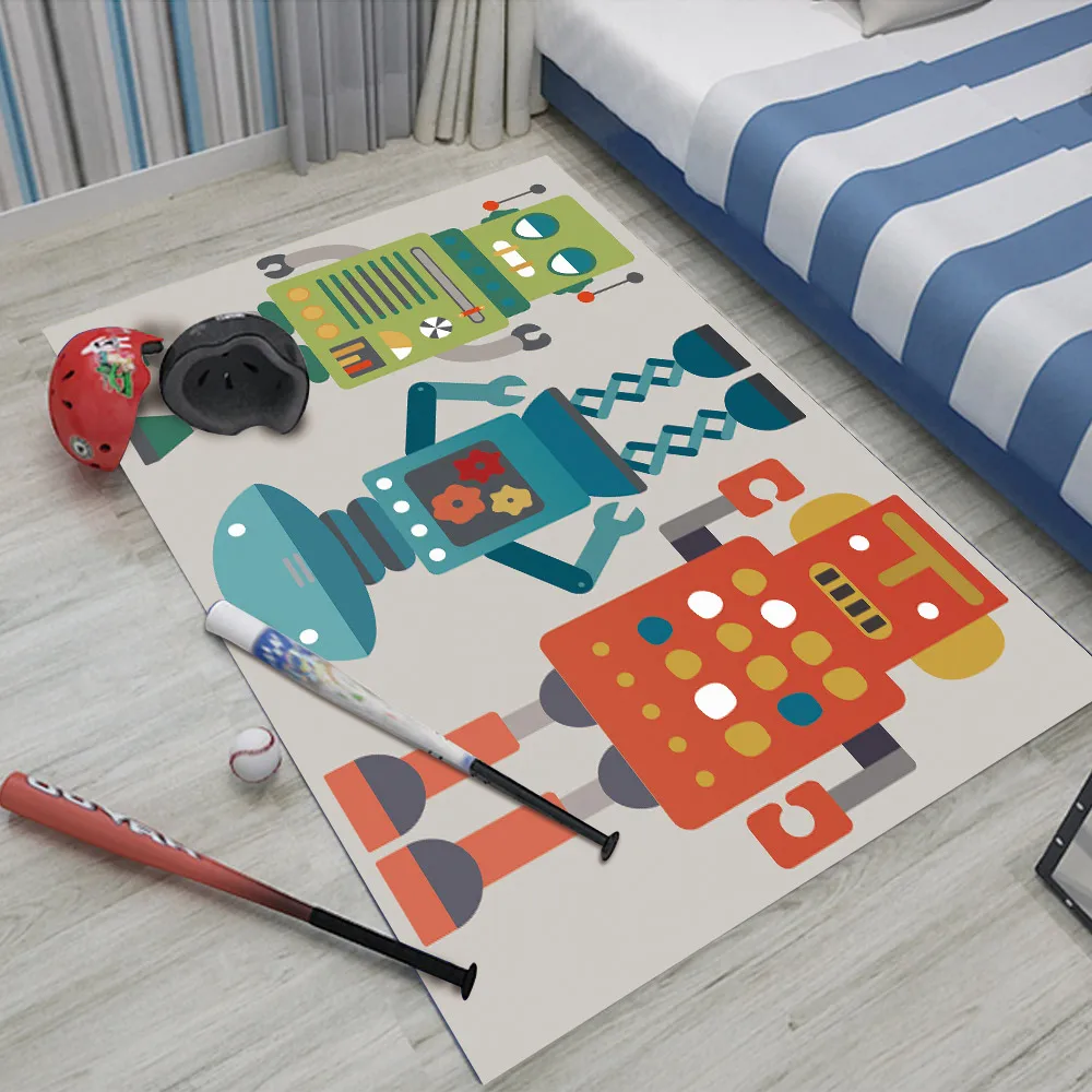 

Детский фланелевый коврик, прямоугольный ковер красного, синего, зеленого цветов, для игр с роботом, Прямая поставка
