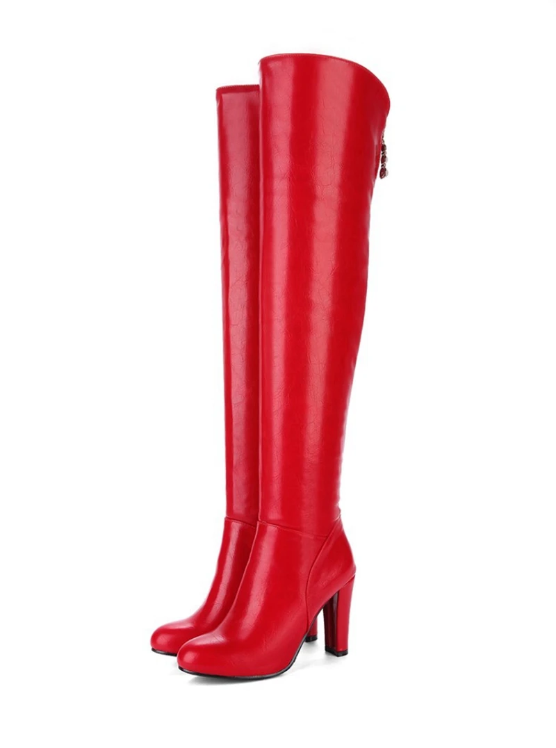 

Sexy Women over the knee Boots Fetish Dance Nightclub Party Shoes 9CM High Heels Zipper Knee high Boots size 32-43 7595-2