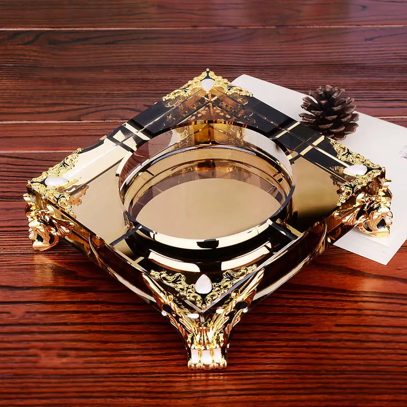 

Household high-end ashtray crystal glass ashtray large ashtray European style living room decoration ashtray fashion ashtray