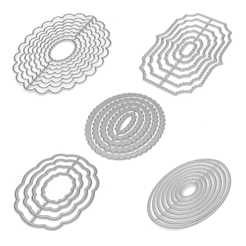 Набор серебряных каркасов для резки металла новинка 2019 овальная волнистая рамка