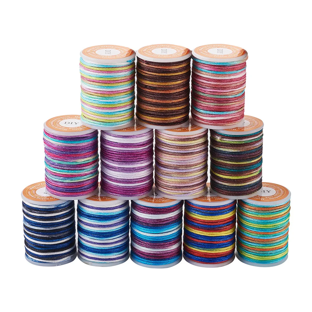 

12 рулонов/набор, плетеные шнуры из полиэстера, 0,7/1 мм