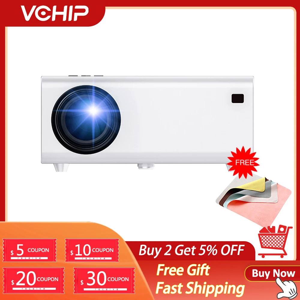 

VCHIP Y6 Mini Projector For Home Theater Supports 1080P WiFi TV LED HDMI USB Portable Media Player Smart Phone Beamer With Gift