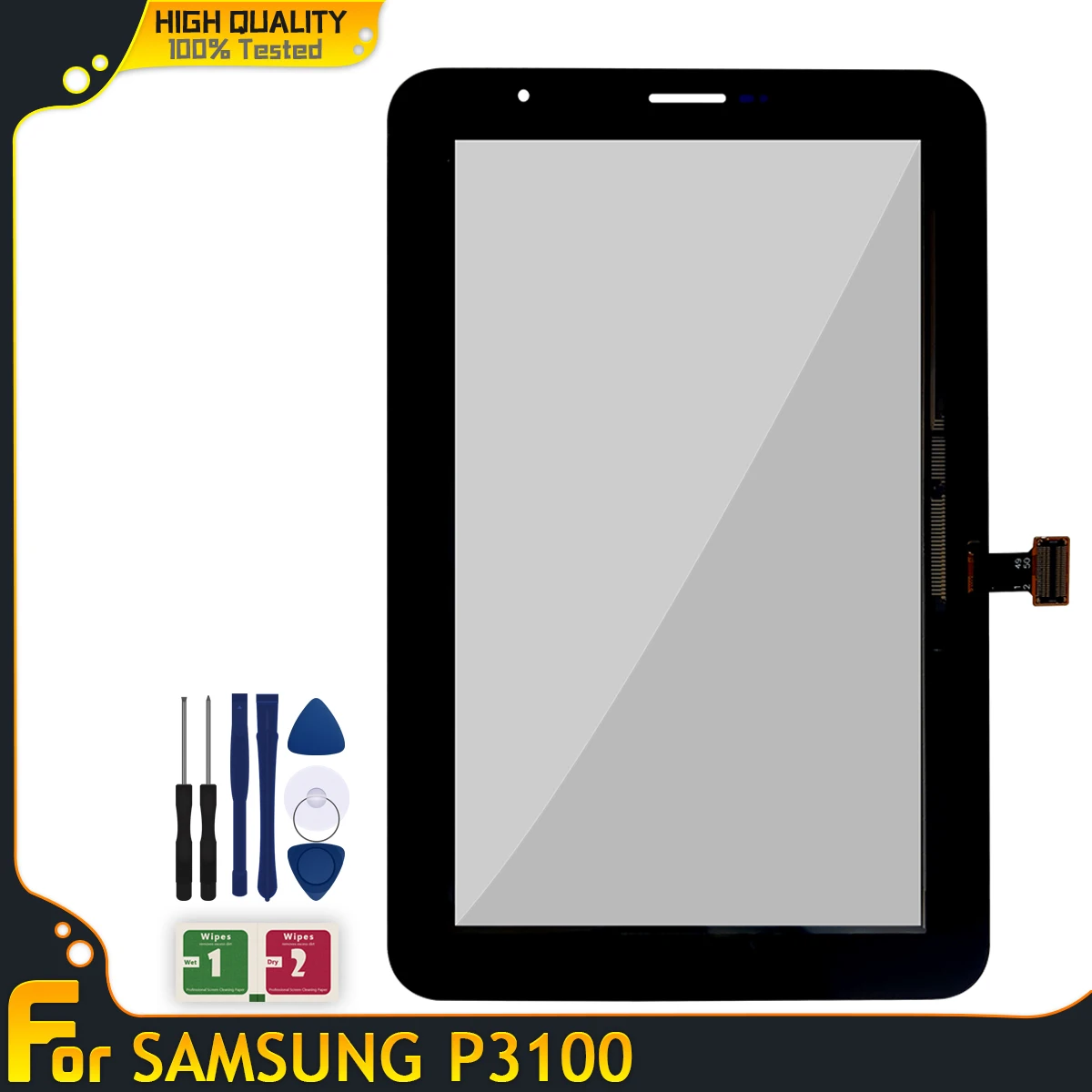 

Tela de toque de 7 "para samsung galaxy tab 2 7.0, p3100, p3110, repacote de vidro frontal, digitalizador de 7