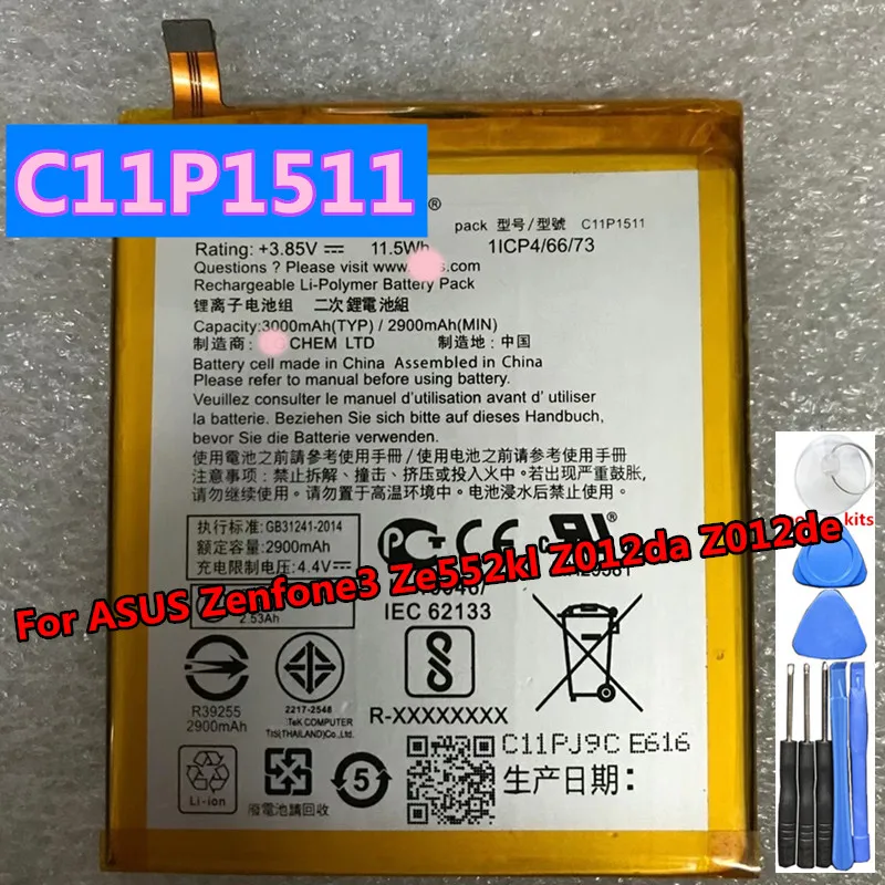

Original C11P1511 Battery For ASUS Zenfone3 Ze552kl Z012da Z012de C11P1618 4 Z01KD ZE554KL ZC600KL X017DA Z01KDA Z01KS X017D