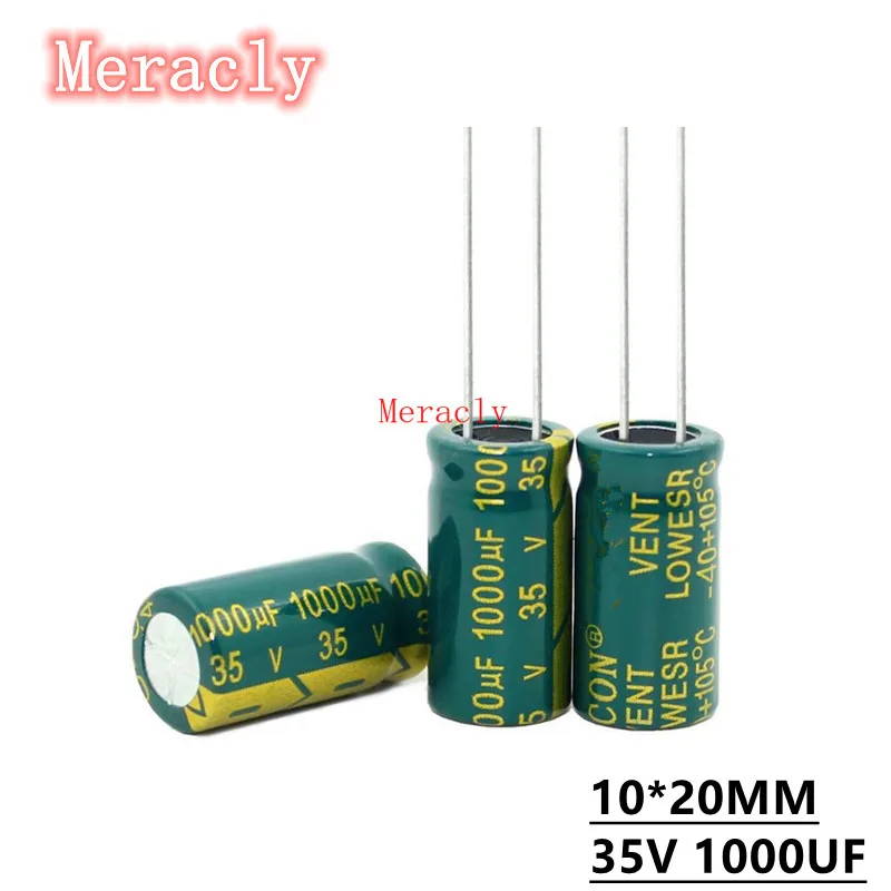 

100 шт., электролитический конденсатор 35 в, 1000 мкФ, 10 х20 мм, 1000 мкФ, 35 в, ower, поставка, Специальный высокочастотный Кристалл 20% с низким сопротивл...