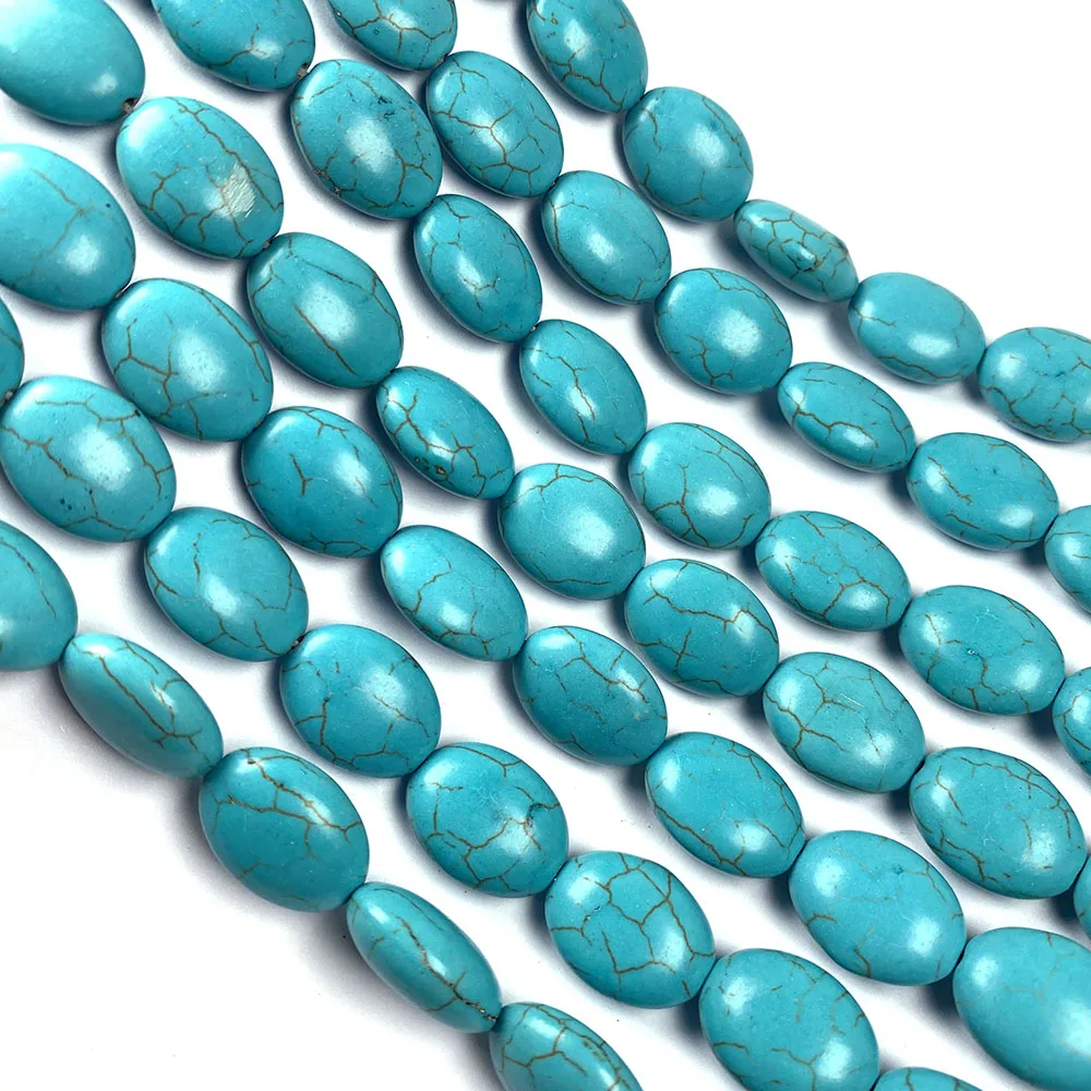 

Natural Stone Beads Egg Shape Blue Turquoises Beads for Women Gifts Jewelry Making DIY Bracelet Earrings Necklace Accessories