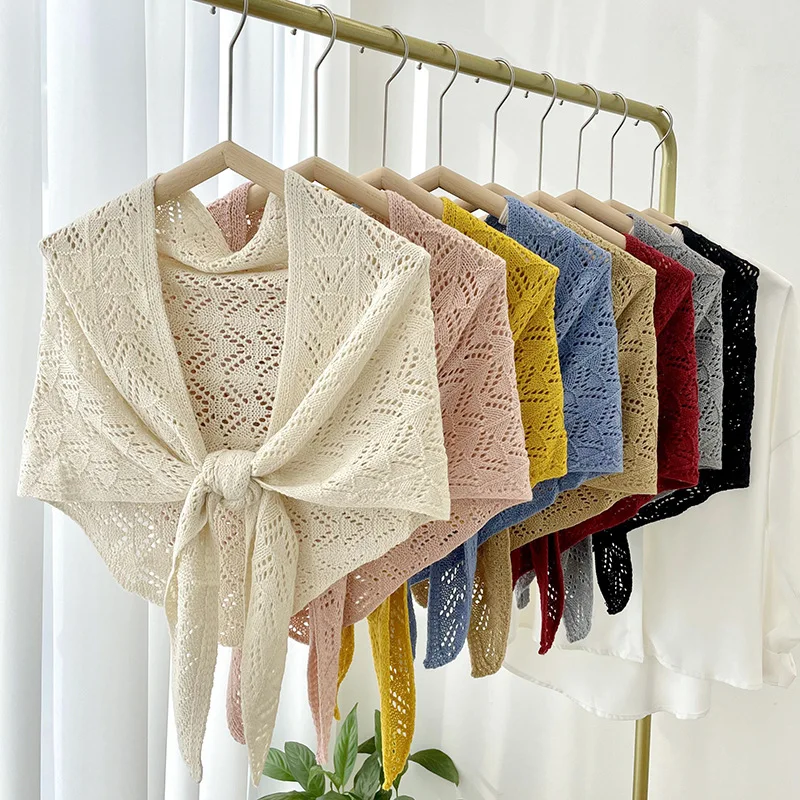 

Однотонный вязаный женский шарф, Женская шаль, теплый воротник рубашки, аксессуары для воротника