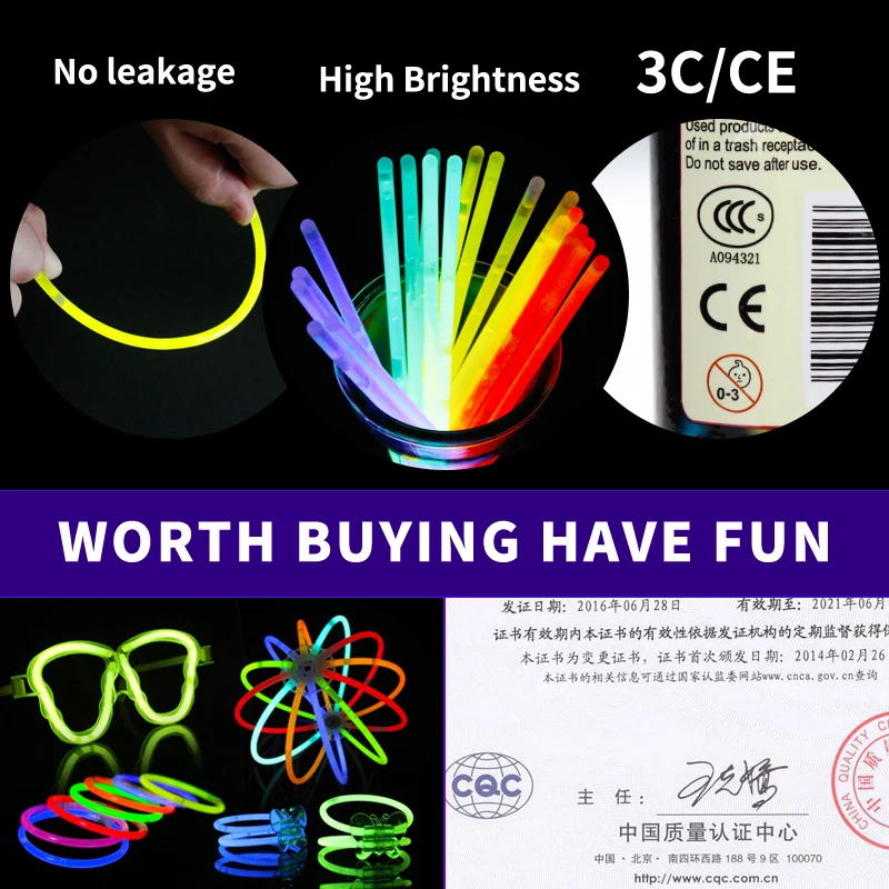 

New 100 pcs/lot christmas festivities ceremony fluorescent bracelets,night glow sticks , LED toys for Olympic quality first