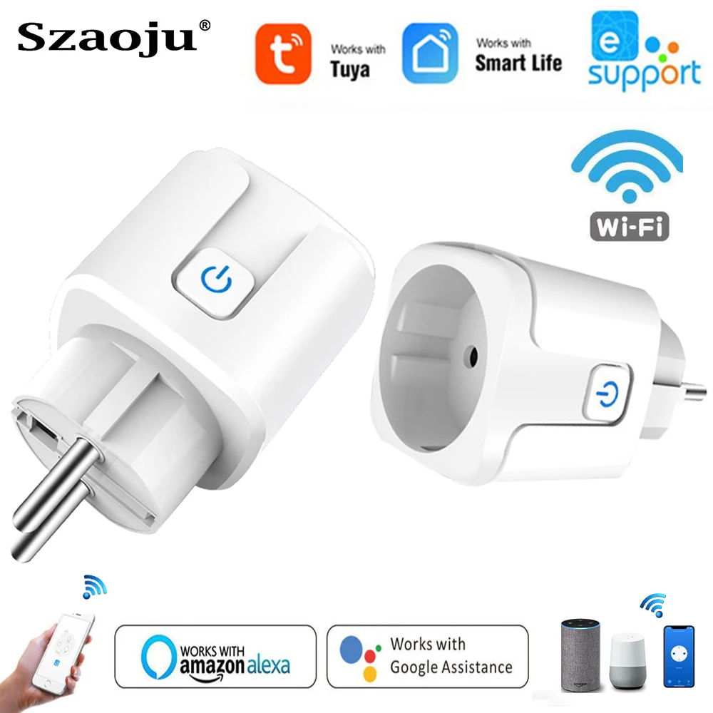 Wi Fi Smart Plug 16A ЕС разъем питания монитор выход Функция синхронизации Tuya Life APP