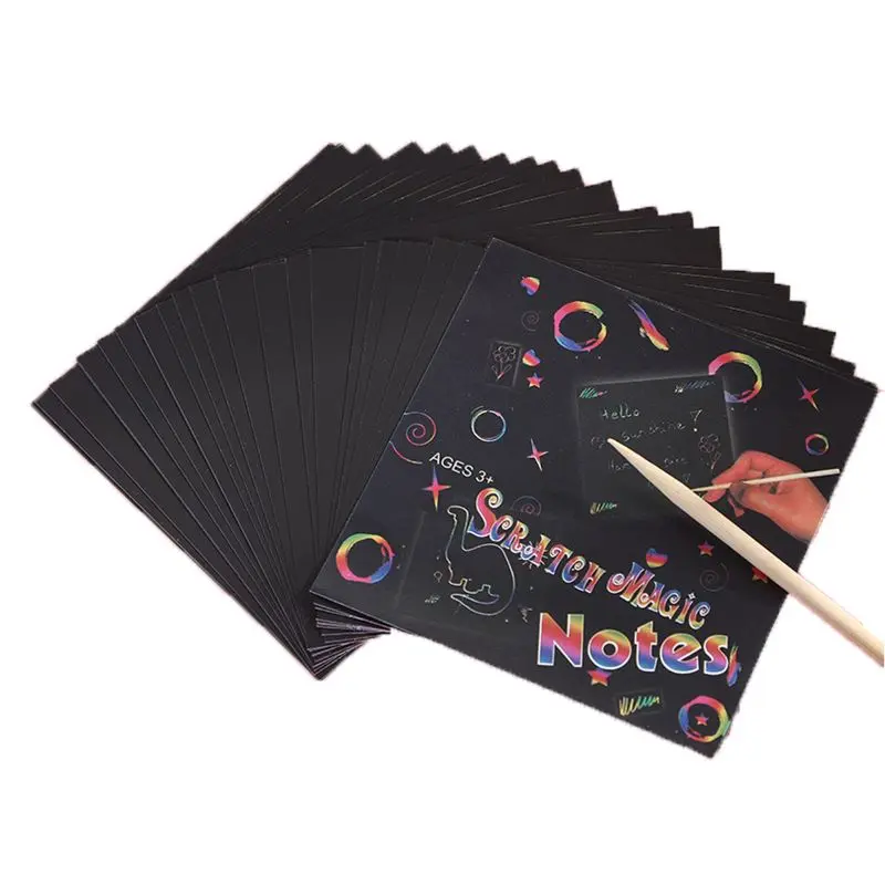 

24 Sheets Scratch Paper Rainbow Painting Sketch Pads DIY Art Craft Scratchboard for Adults and Kids