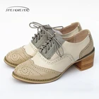 Женские туфли-оксфорды; Винтажные женские туфли-оксфорды из натуральной кожи на толстом каблуке в стиле ретро; Черные и коричневые туфли; 2020