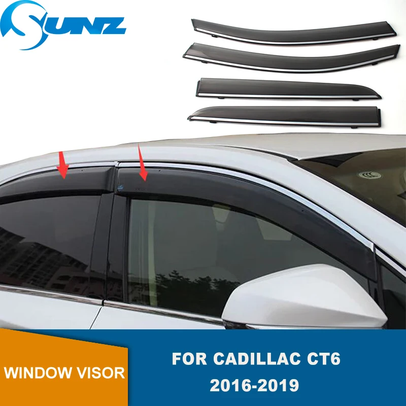 

Side Window Deflector For CADILLAC CT6 2016 2017 2018 2019 Smoke Window Visors Weathershields Wind Rain Guards SUNZ
