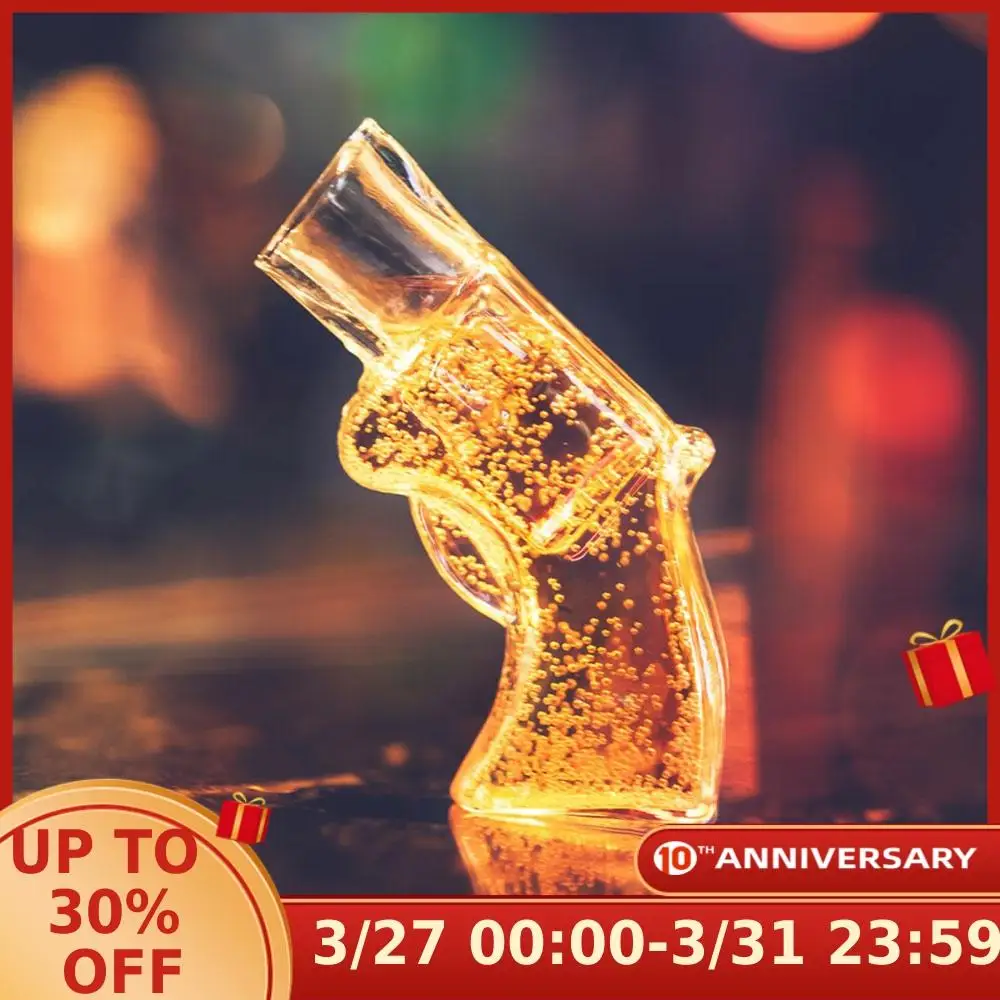 1 шт. прозрачный револьвер стеклянная чашка в форме пистолета для водки стакан