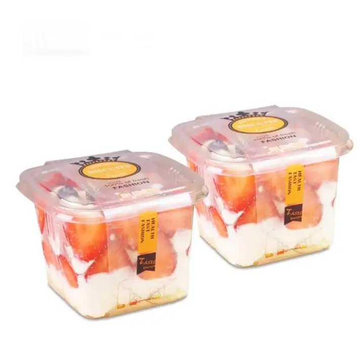 

Clear Cake Box Container Transparent Cream Cake Plastic Package Box with Lid Cheese Ice Cream Fruit Mousse Packaging Wholesale