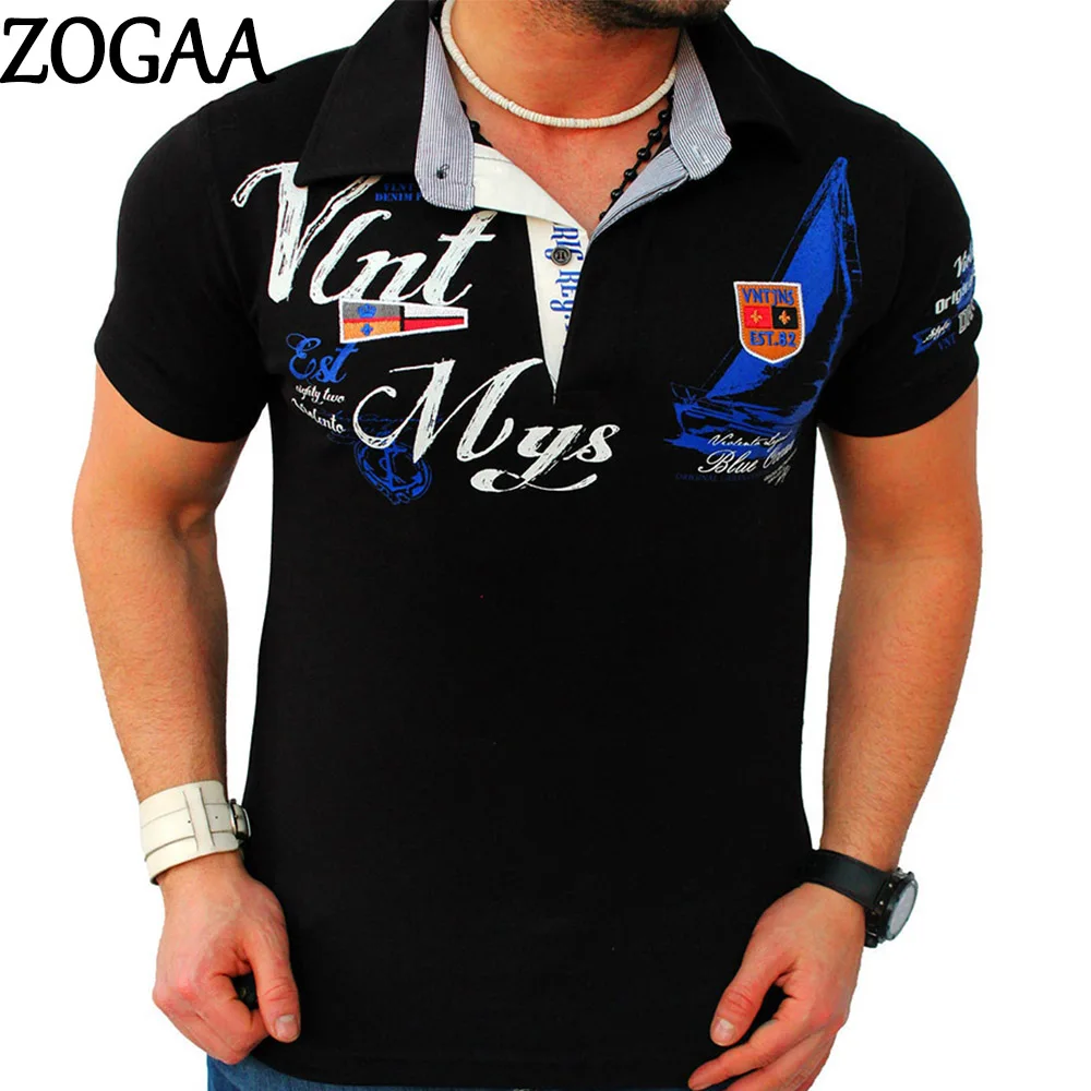 

ZOGAA Mens Printing Polos Shirts Summer Short Sleeve Lapel Comfortable Tops Casual Fashion Daily Wear for Men Clothing