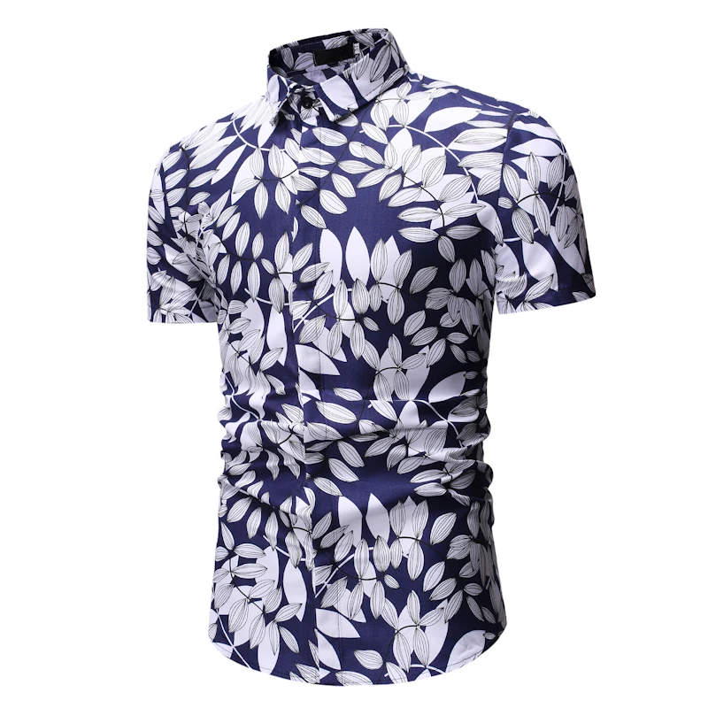 

Amazon Summer New Fashion Men's Trend Slim Casual Versatile Short Sleeve Printed Shirt