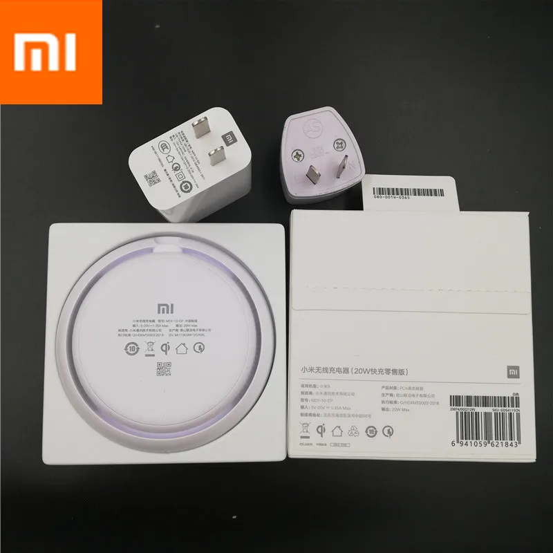AU set Новое 27 Вт Оригинальное Беспроводное зарядное устройство Xiaomi 20 Вт Макс 15 в применяется к Xiaomi Mi9 MiX 2S Mix 3 Qi EPP10W для iPhone 11 XS XR XS Max - Цвет: AU set
