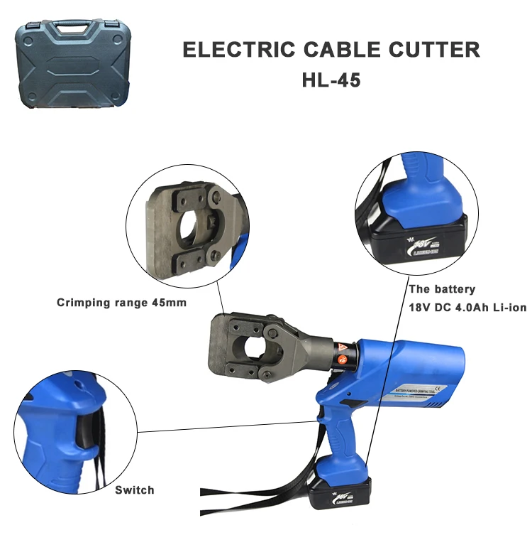 

ODETOOLS Battery Cable Terminal Crimper 45mm Cable Cutter Crimping Machine Construction Use Hc-45
