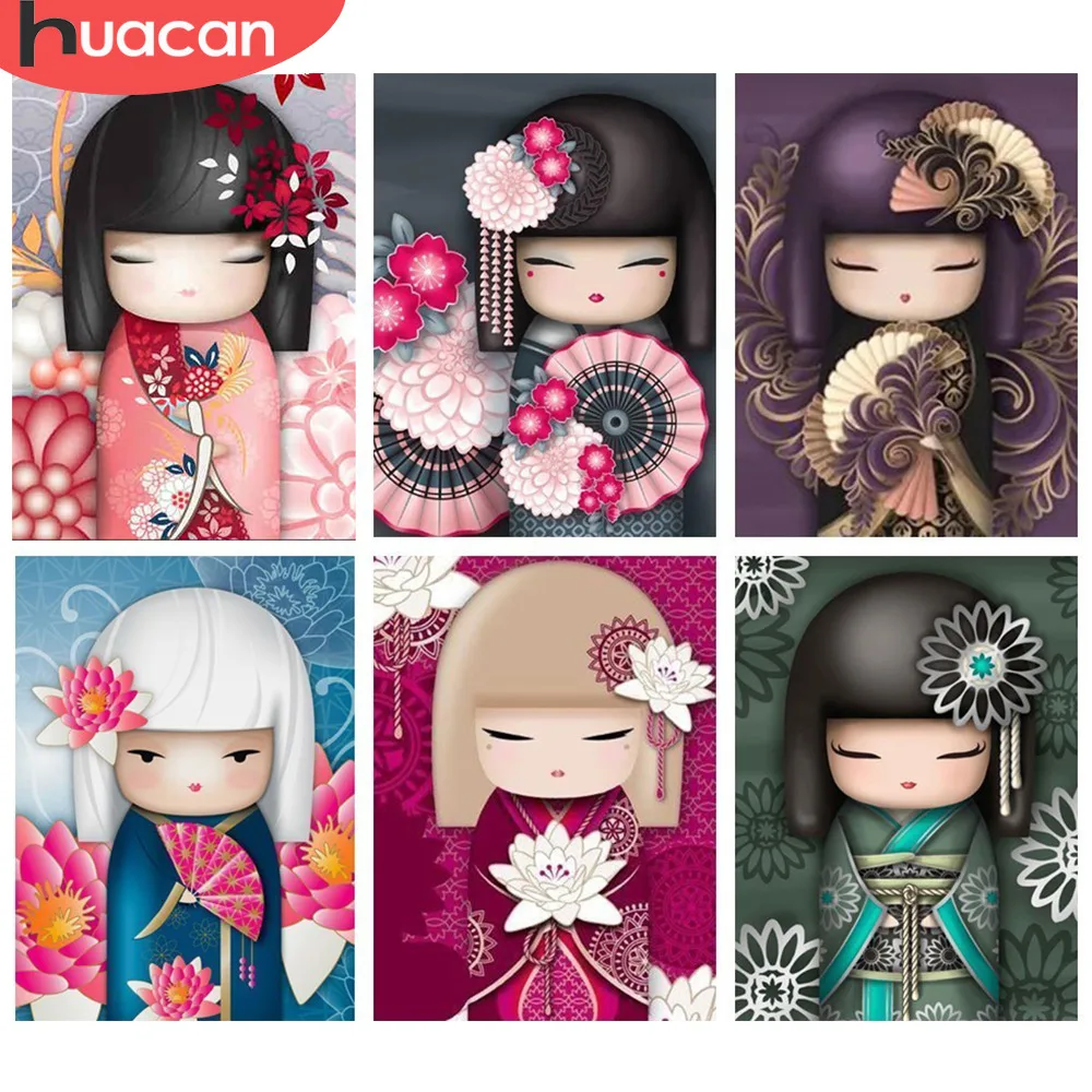 HUACAN 5D DIY Алмазная картина мультфильм полный дрель квадратная мозаика кимоно для девочек Декор дома