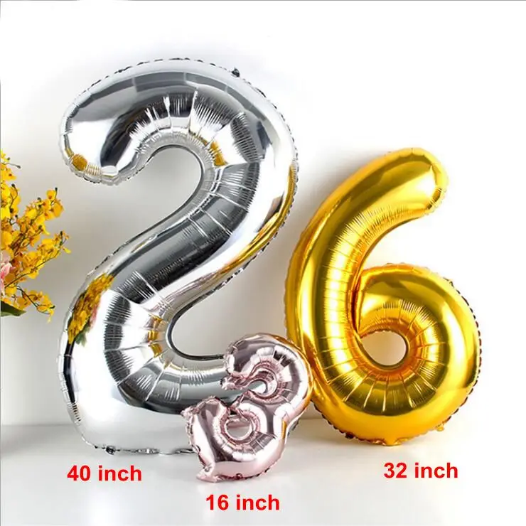 16/32 Inch Big Foil Birthday Balloons Air Helium Number Balloon Figures Happy Party Decorations Kid Baloons | Дом и сад