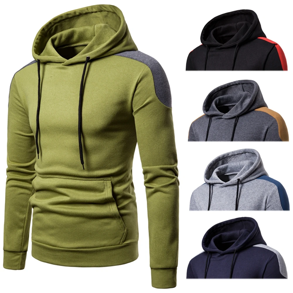

Hoodies Men 2020 Autumn and Winter Fashion Casual Men Matching Color Hooded Thick Slim Warm Long Sleeve Men Hoodie
