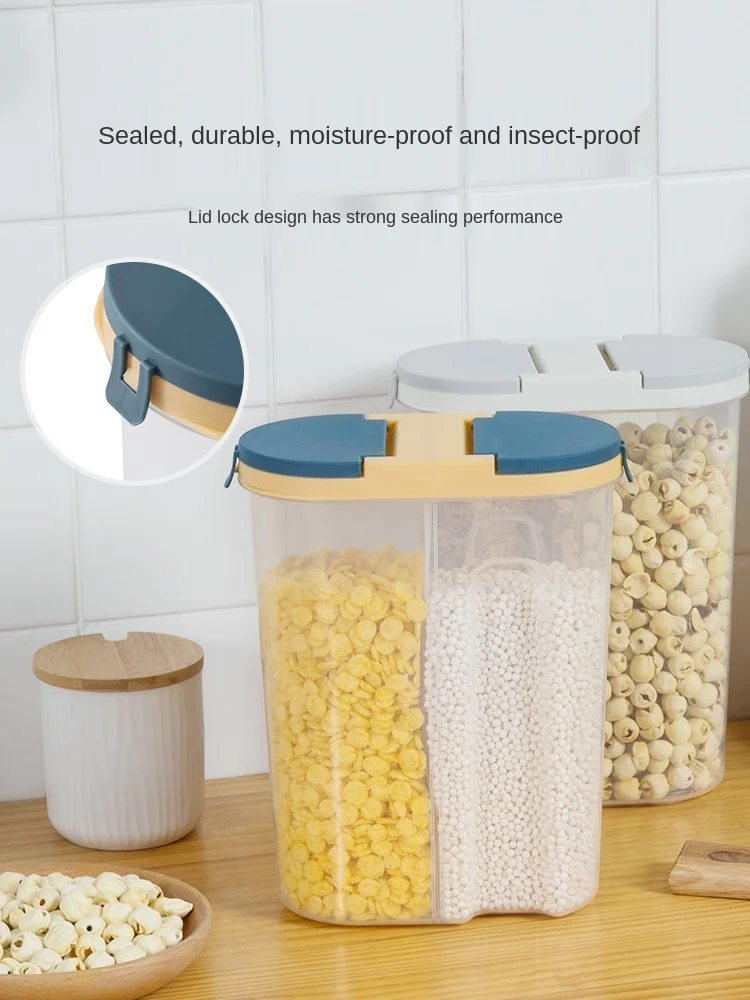 

Food Grade Sealed Jar Cereals Storage Box Plastic Compartment Kitchen Beans Dry Goods Bottle Food Storage Jar