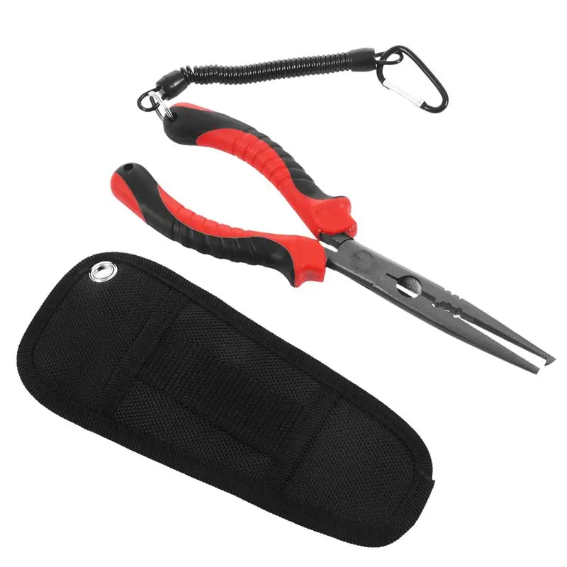 

Fishing Pliers Long Nose with Floating Fish Gripper, Needle Nose Pliers Ergonomic Grip Split Ring Pliers Hook Remover Crimper