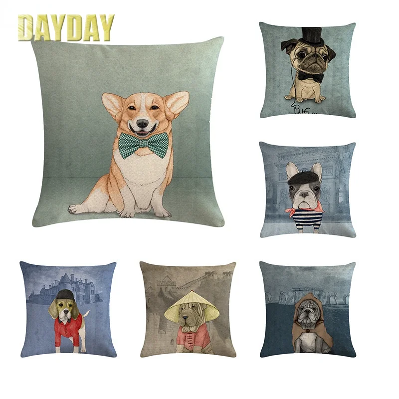 

DAYDAY Nordic Simple and Interesting Dog Pillowcase Decorative Animal Cushion Cover Sofa Decorative Pillow Cover 45x45cm