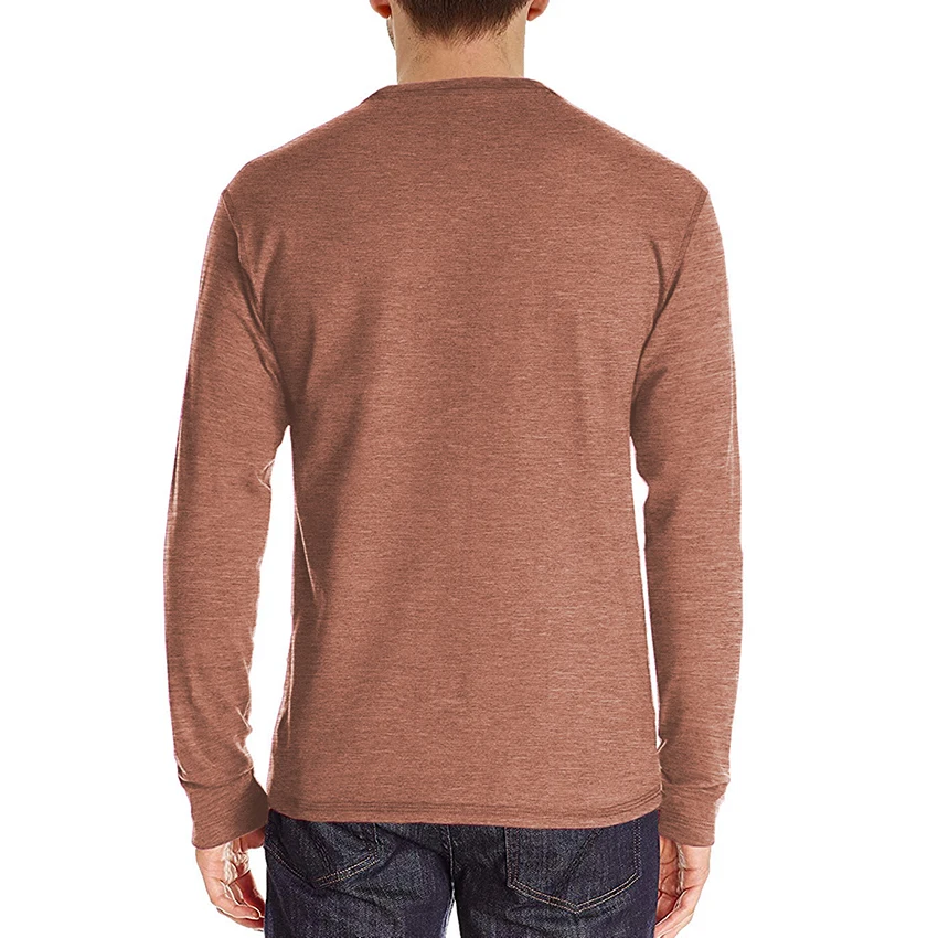 

T-Shirt Men 2019 Spring Autumn New Long Sleeve Henry Collar T Shirt Men Brand Soft Slim Fit Tee Shirts Stylish Male Tops Clothes