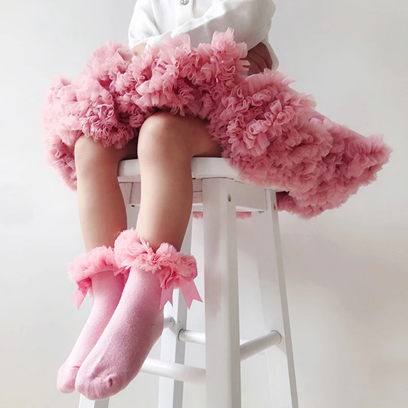 Детские газовые носки с бантиком ярких цветов 5 детские кружевные короткие