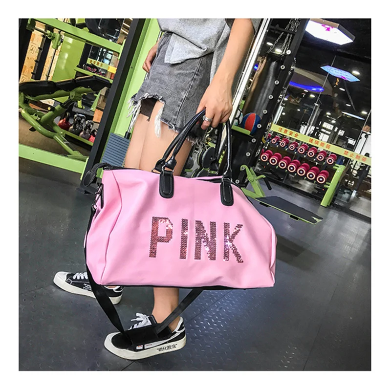2019 большая Вместительная дорожная сумка для спортзала розовая Повседневная на