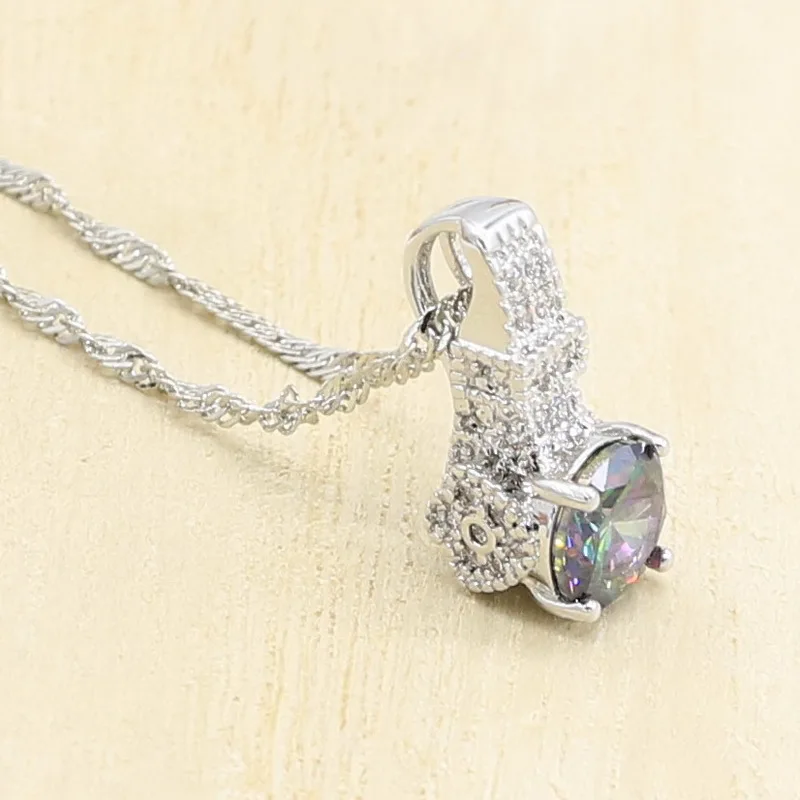 Браслет с радужным цирконием серебряного цвета искусственный браслет кольцо