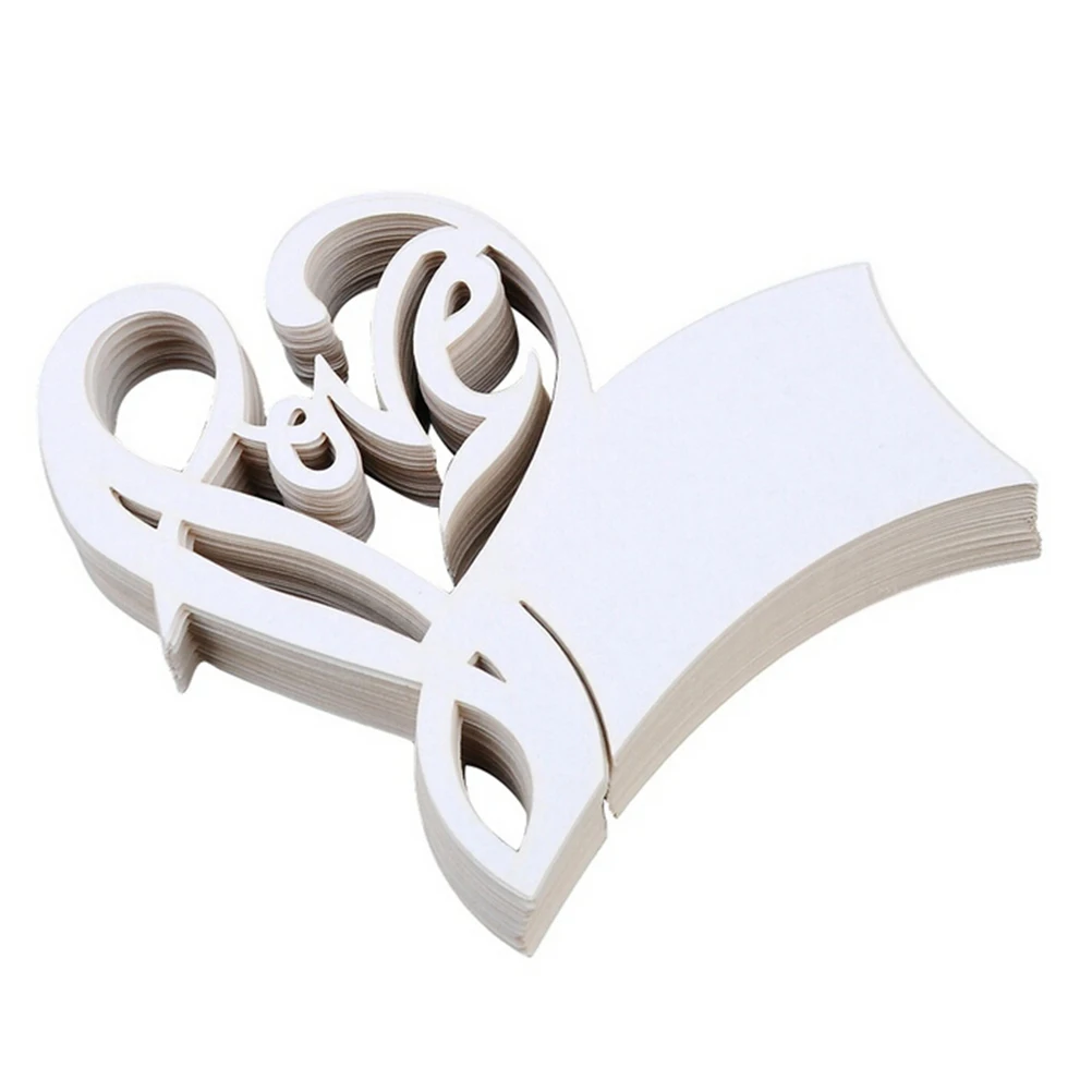 50 шт. бумага лазерная резка Любовь Сердце стол Имя Место эскорт Кубок карты вина