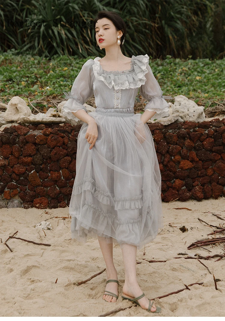 2021 Новое поступление Летнее принцессы Стиль Элегантный квадратный вырез