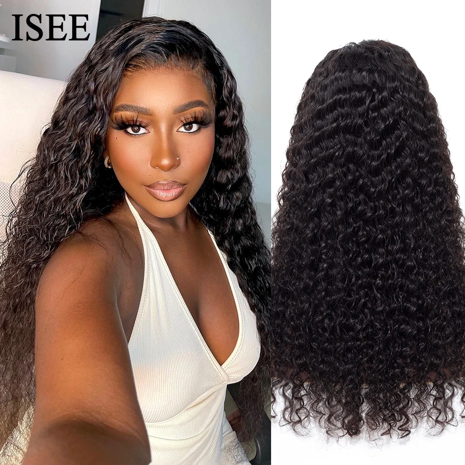 

Mongolian Kinky Curly Lace Front Wigs for Women ISEE HAIR Curly Lace Frontal Human Hair Wigs 13X1 Lace Part Machine Made Wigs