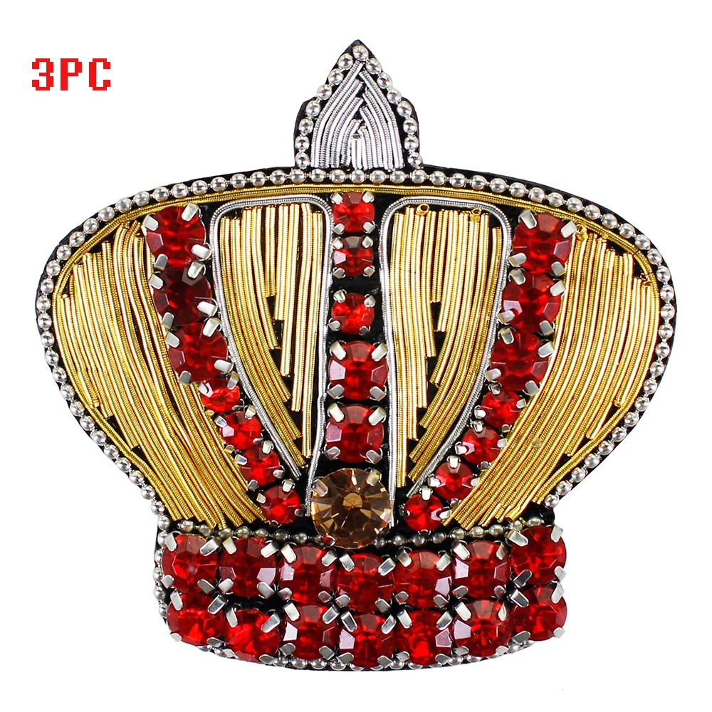 P62 E 3PC 1 шт. пчелиная Корона, венок, тигр, значок, Сердце Любви, индийский Шелковый патч, Аппликация из бисера, нашивки, винтажный вышитый значок для шитья P87 - Цвет: P62 E 3PC