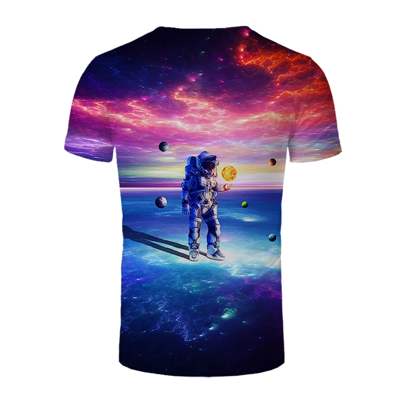 

Men's Casual High Quality Short Sleeve T-Shirt Funny astronaut print Tshirt man Oversized T-shirts with round neck in summer top