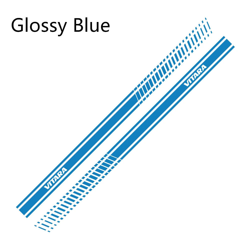 Glossy Blue 2 шт. для Suzuki Vitara автомобильные длинные боковые наклейки на юбку DIY виниловая пленка авто Спорт Стайлинг наклейки автомобильный тюнинг автомобильные аксессуары - Название цвета: Glossy Blue