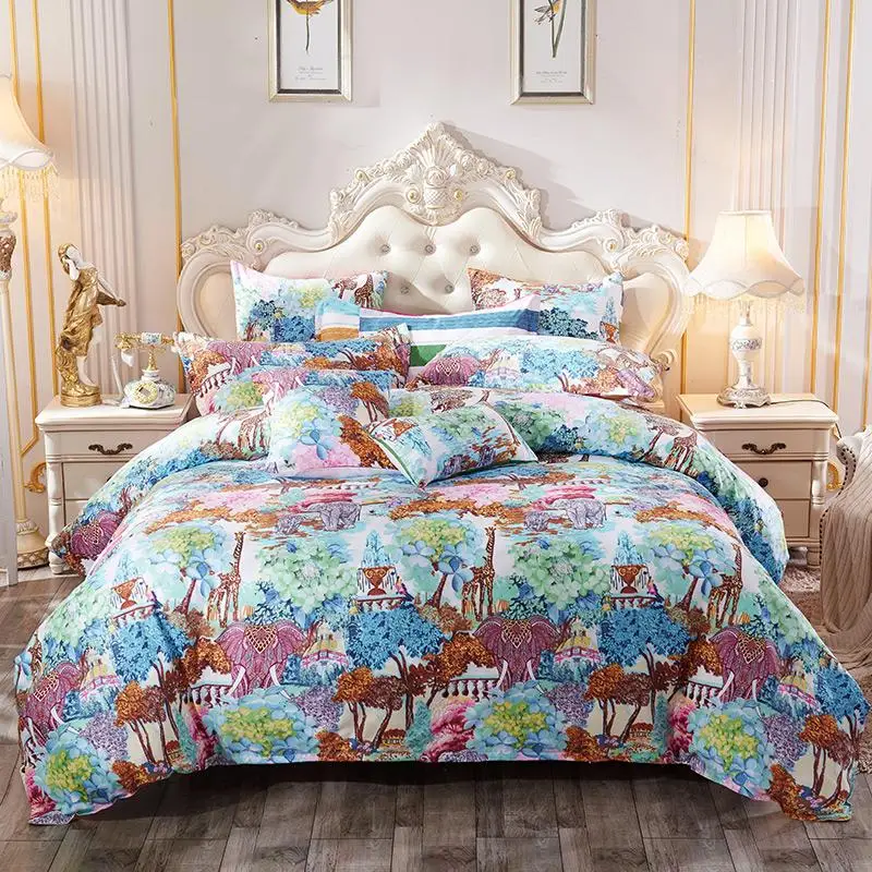 45 классический Комплект постельного белья с цветочным узором и типографии пододеяльник наборы постельного белья простыня с наволочками ко...