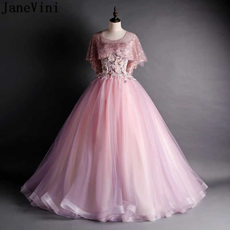 Винтажное розовое платье jaevini для Quinceanera 2021 жемчужины блестки цветы из бисера