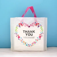 50pcs reusable shopping bag grocery storage holder gift thank you packing party treats carrier plastic flamingo flower pouch