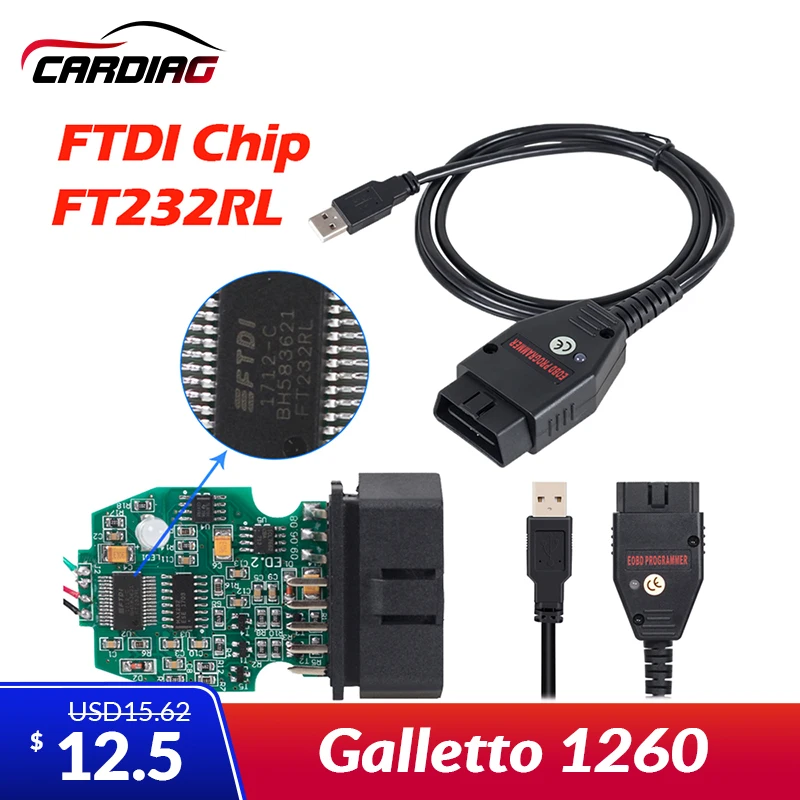 Galletto 1260 ECU чип Тюнинг инструмент EOBD/OBD2/OBDII Flasher Galletto 1260 ECU Flasher с FTDI FT232RL obd диагностический инструмент