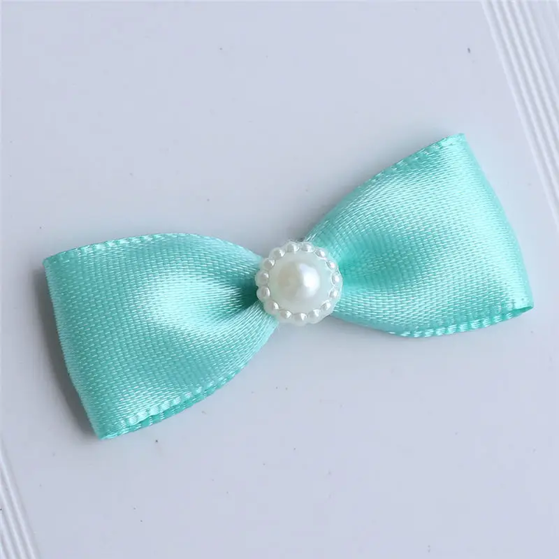 100 шт./лот мини маленькая лента жемчуг бант заколки для девочек украшение