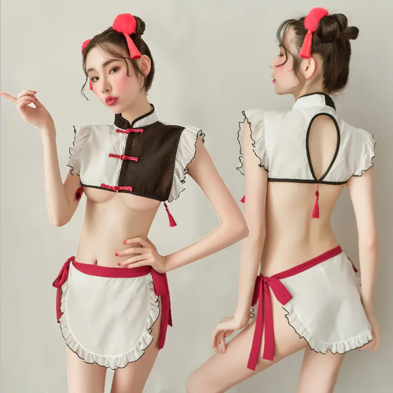 Сексуальное женское белье платье горничной форма классическое Ципао пижамы